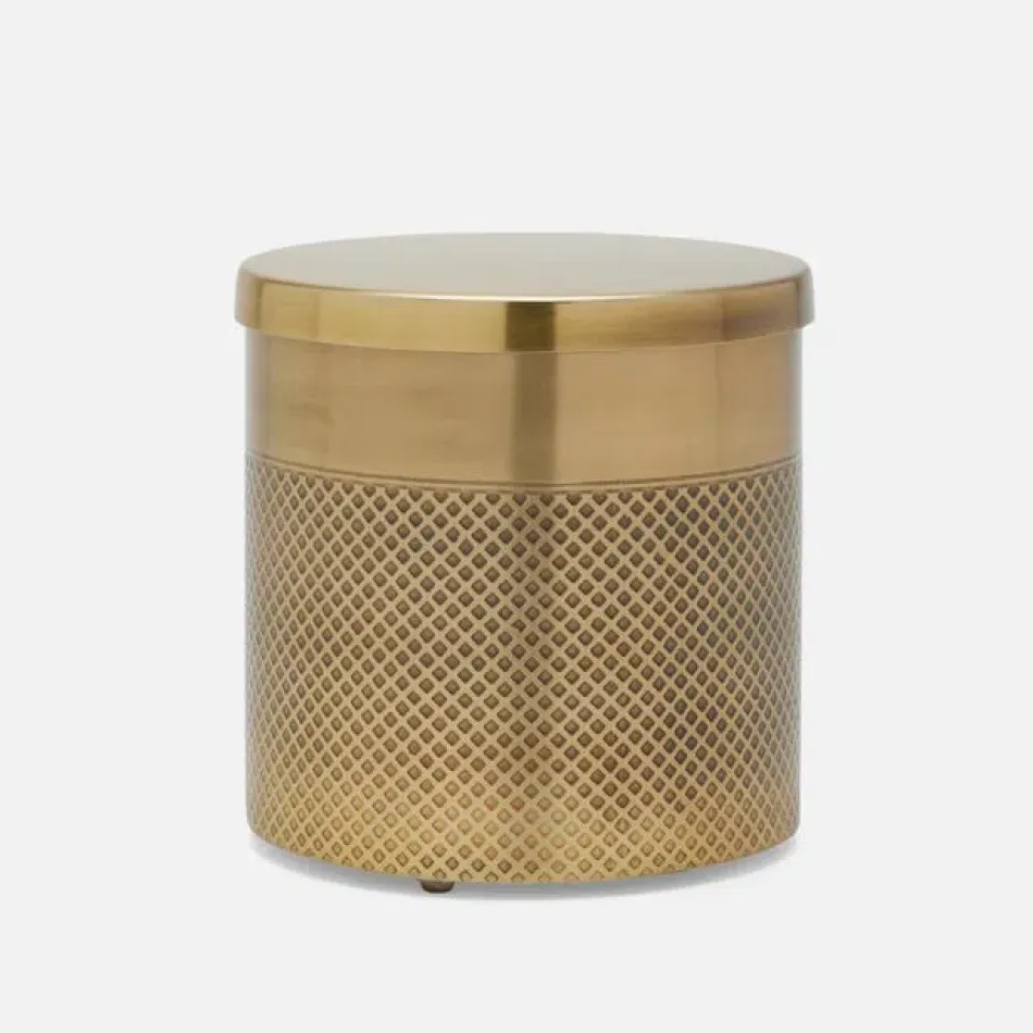 Hagen Antique Brass Canister Round Textured Stainless Steel