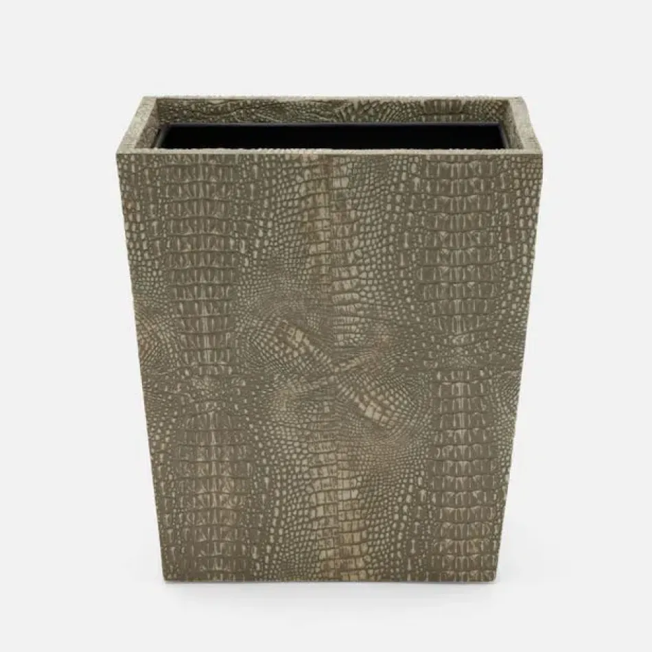 Hawen Sand Wastebasket Rectangular Tapered Faux Baby Crocodile