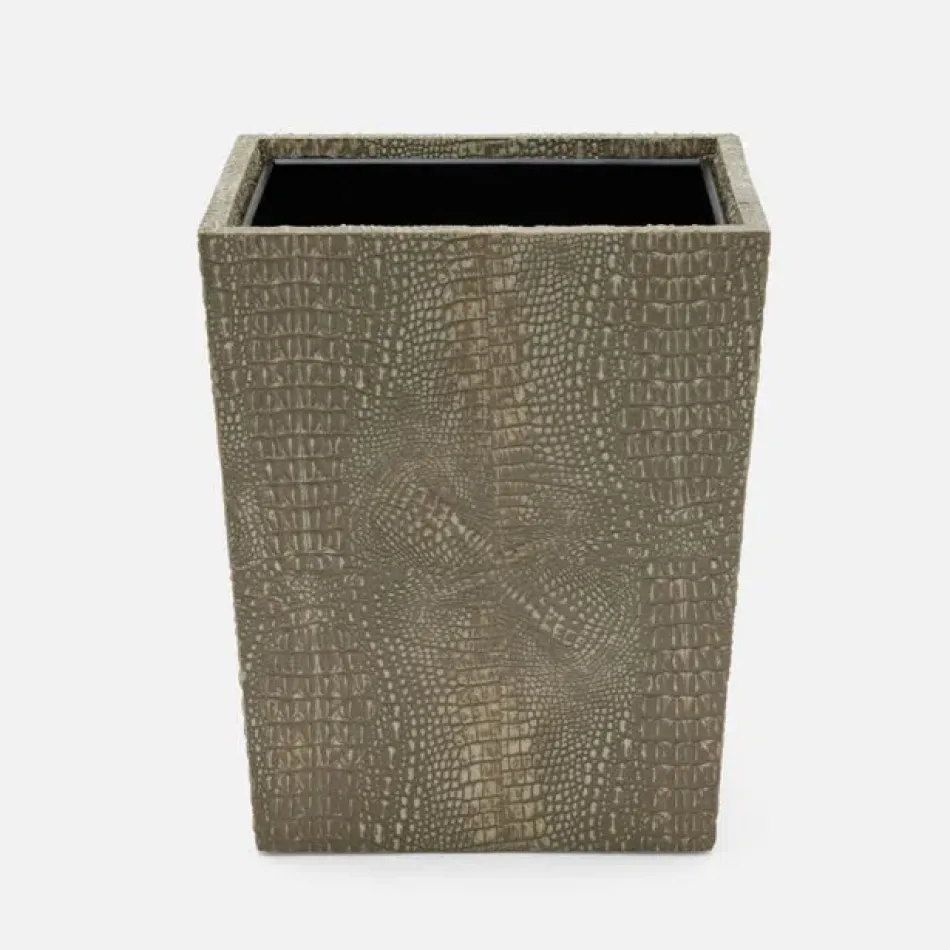 Hawen Sand Wastebasket Squared Tapered Faux Baby Crocodile