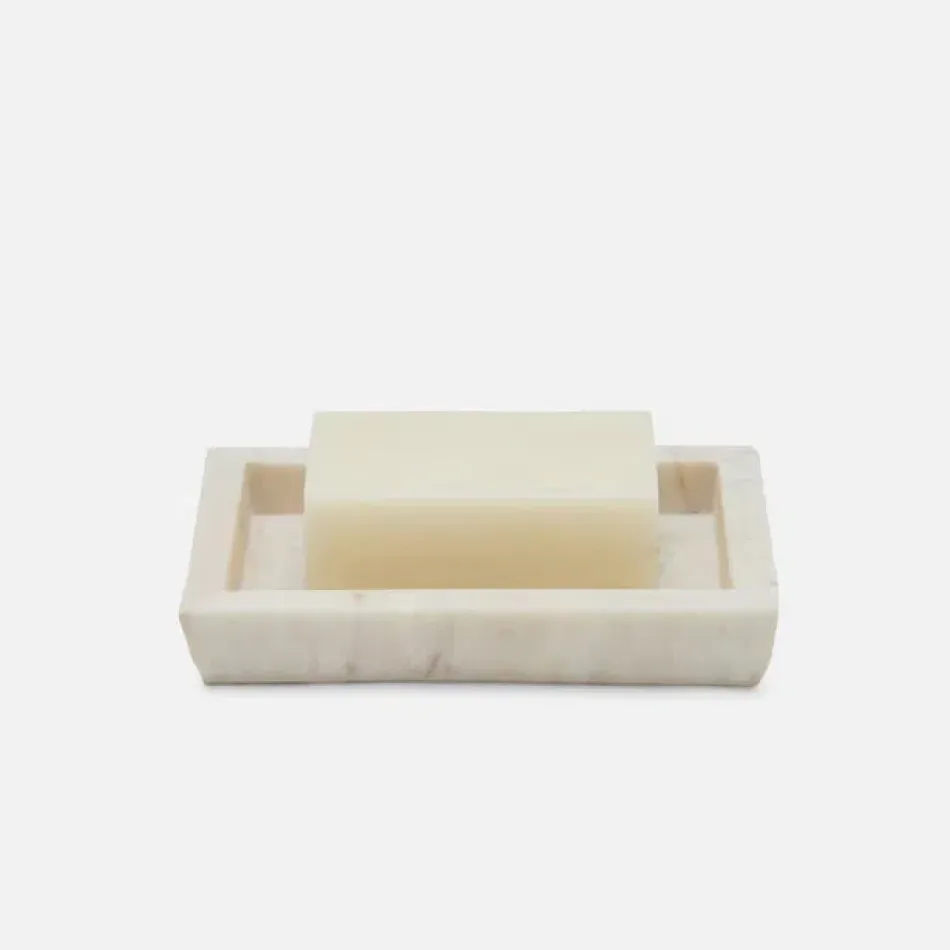 Kuna White Textured Soap Dish 2.5"L x 2.5"W x 5"H