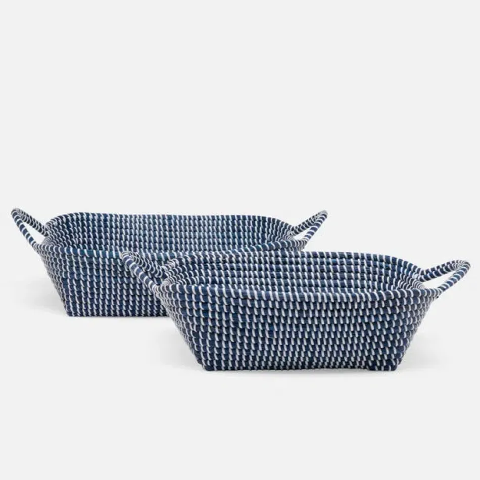 Roslyn Navy/White Storage Baskets Seagrass, Set Of 2