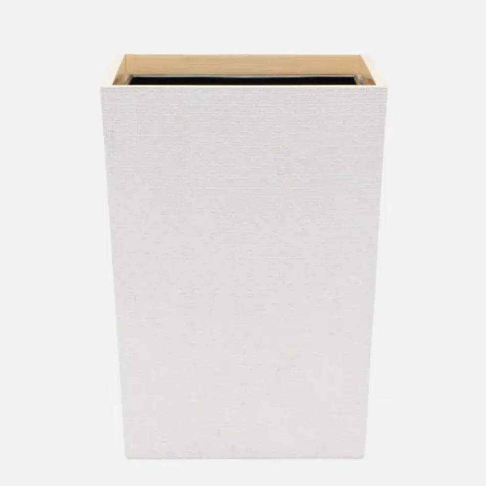 Rosewell Shiny White/Sycamore Sq. Wastebasket Square: 10.25"L x 10"W x 14"H