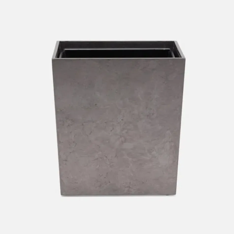 Charlotte Pewter Wastebasket Rectangular Tapered Burl Resin