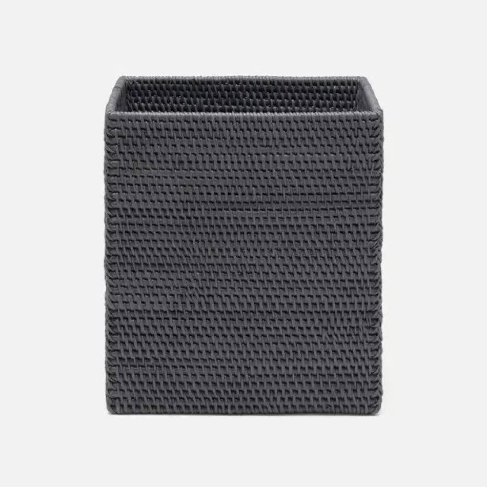 Dalton Dark Gray Wastebasket Rectangular Tapered Rattan