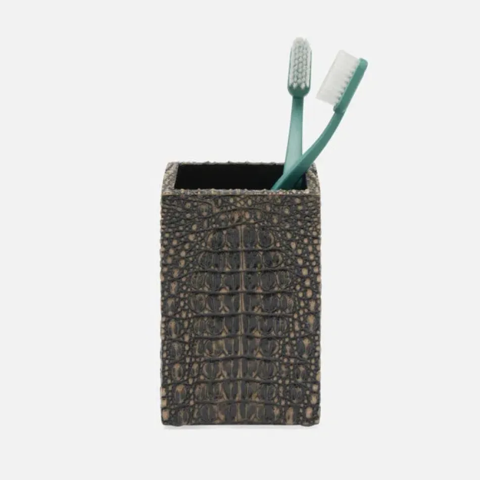 Hawen Dark Mushroom Brush Holder 3"L x 3"W x 4.5"H
