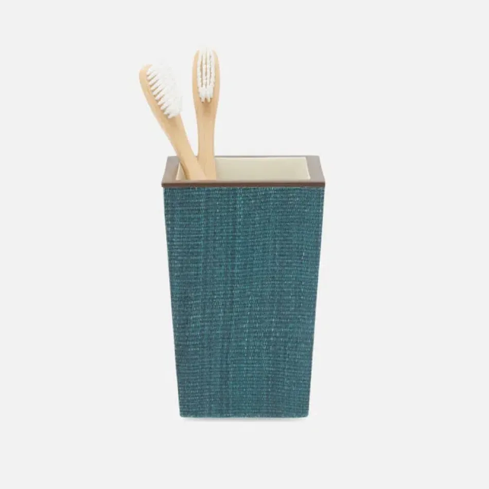 Maranello Teal/Brown Brush Holder Square Tapered Abaca/Resin