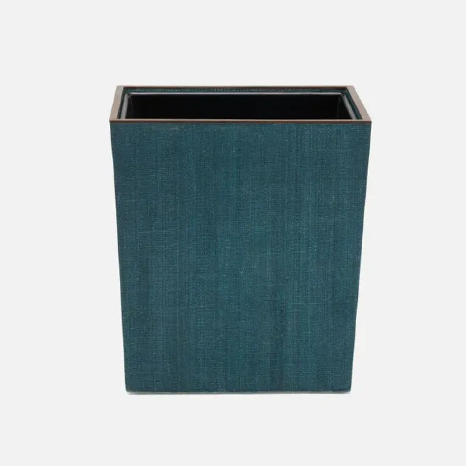 Maranello Teal/Brown Wastebasket Rectangular Tapered Abaca/Resin