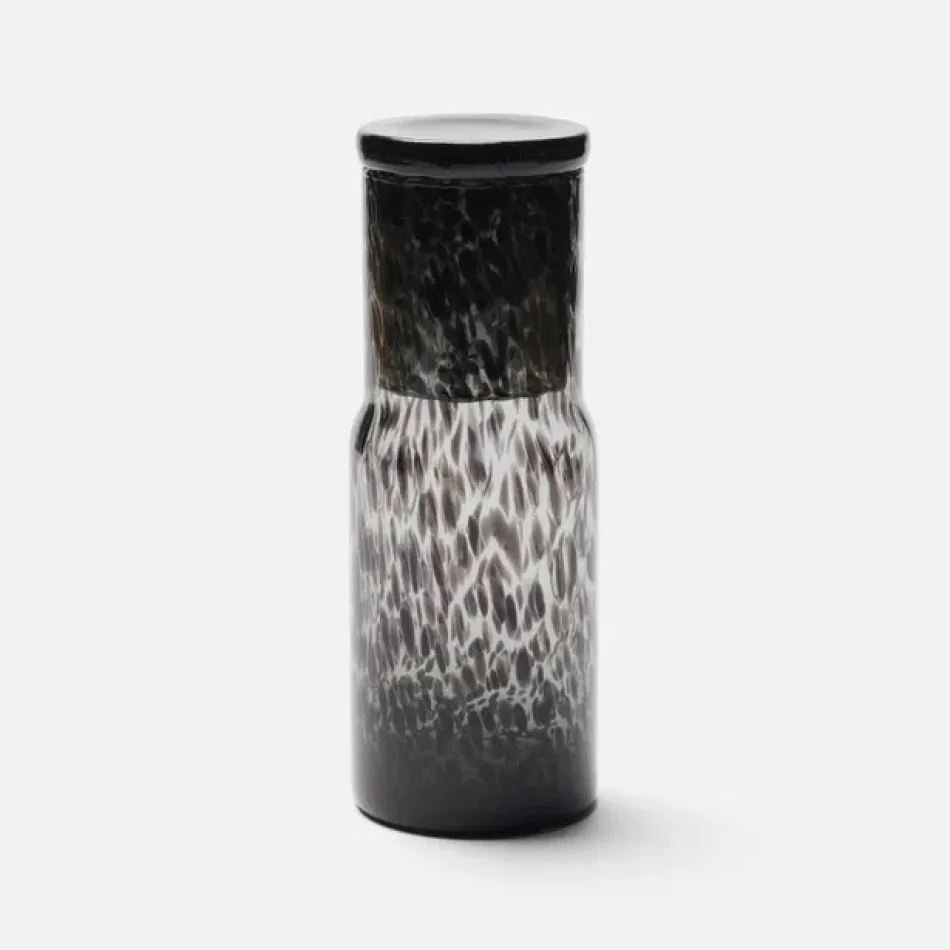 Faro Black Leopard Cylinder Carafe Hand-Blown Glass