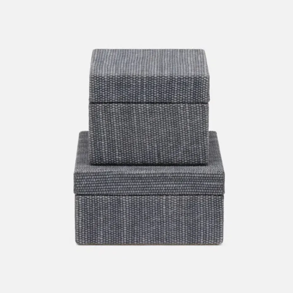 Galway Slate Blue Canister 4"L x 4"W x 3"H, 5"L x 5"W x 2.5"H Set of 2