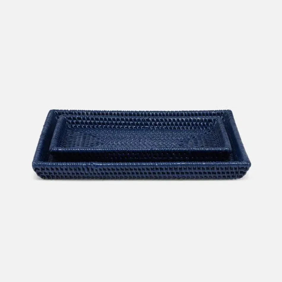 Dalton Navy Bath Trays 11"L x 7"W x 1.5"H, 13"L x 10.5"W x 1.5"H, Set of 2