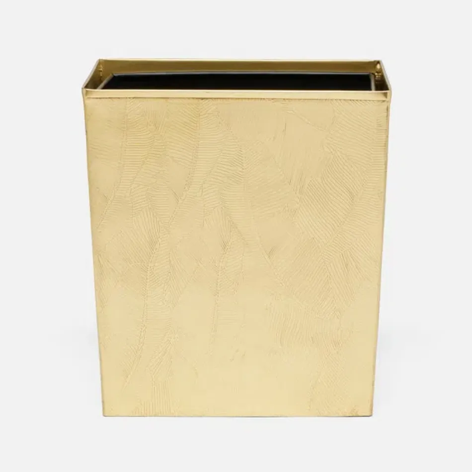 Mancora Shiny Brass Wastebasket Rectangular: 10"L x 8"W x 11"H