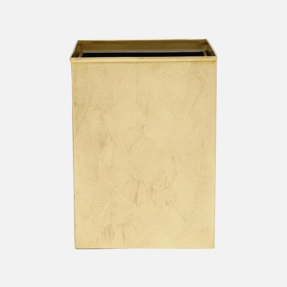 Mancora Shiny Brass Wastebasket Square: 8"L x 8"W x 11"H