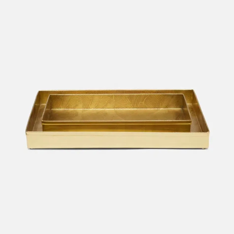 Mancora Shiny Brass Bath Trays 10.5"L x 6.5"W x 1"H, 12.5"L x 10"W x 1"H, Set of 2
