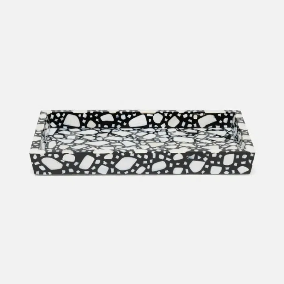 Remini Black/White Tray Rectangular Tapered Medium Resin/Shell