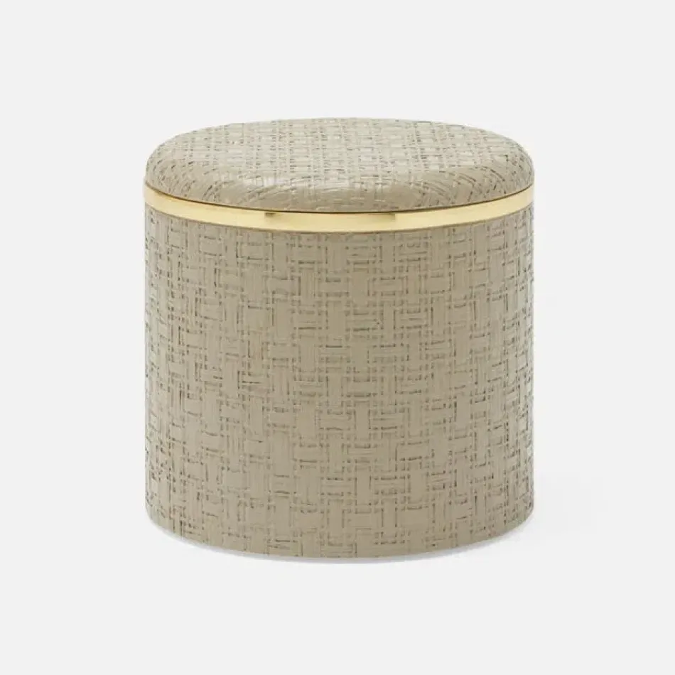Veria Desert Taupe/Gold Bath Canister Large: 4.5"D x 4.5"H