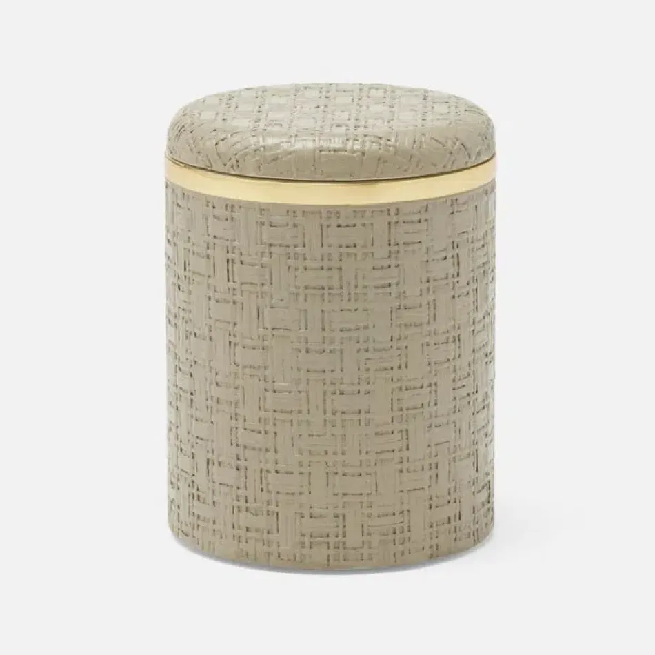 Veria Desert Taupe/Gold Bath Canister Small: 3"D x 4"H
