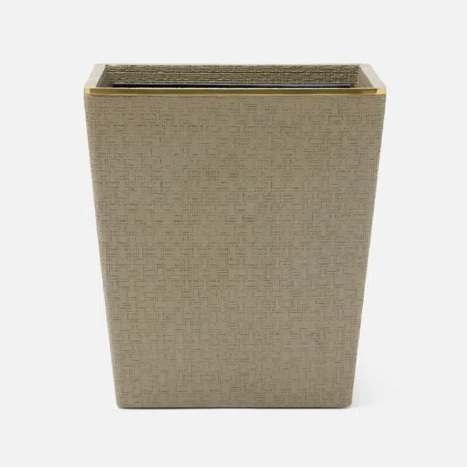 Veria Desert Taupe/Gold Wastebasket Rectangular: 10"L x 8"W x 11"H