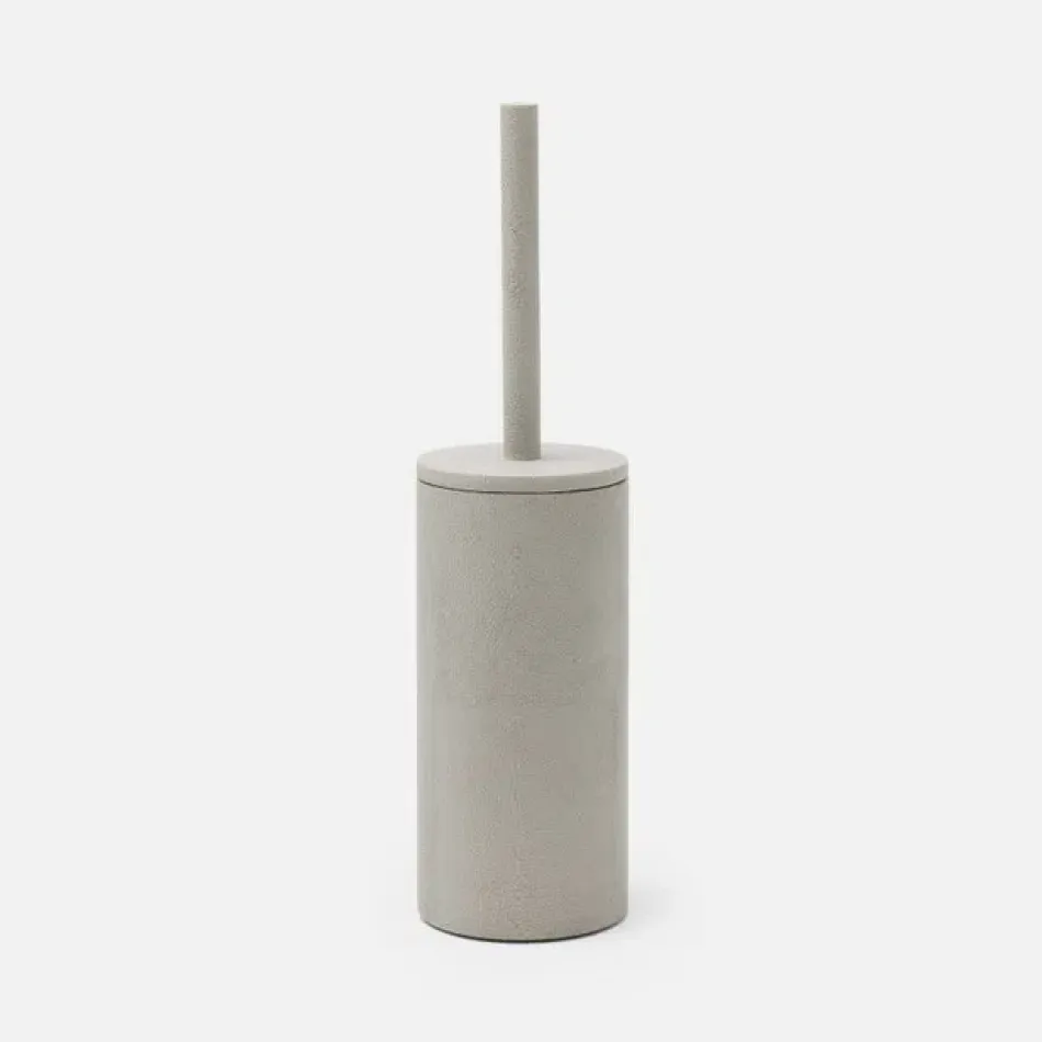 Manchester Ash Gray Toilet Brush Holder Round Realistic Faux Shagreen