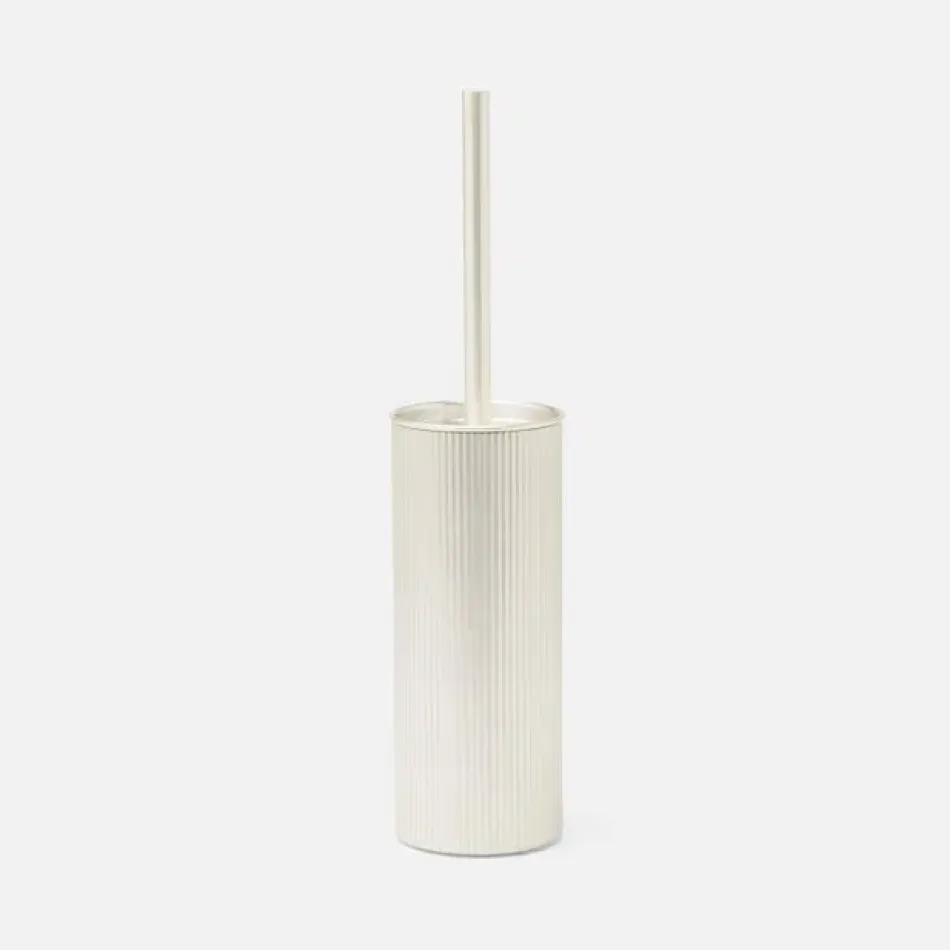 Redon Matte Silver Toilet Brush Holder Round Ribbed Metal