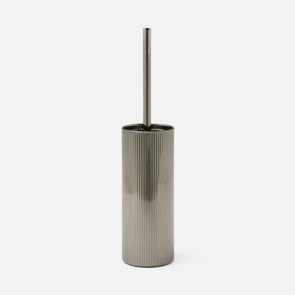 Redon Black Nickel Toilet Brush Holder Round Ribbed Metal