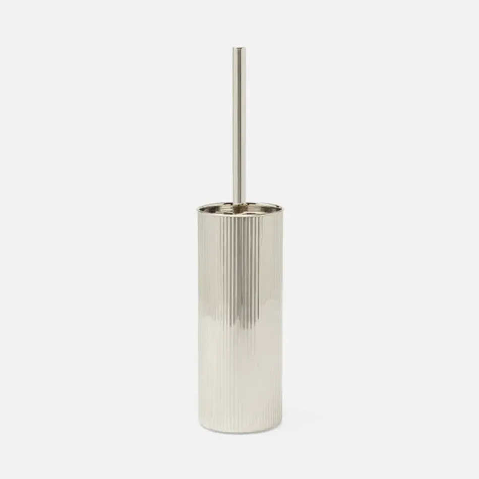 Redon Shiny Nickel Toilet Brush Holder Round Ribbed Metal