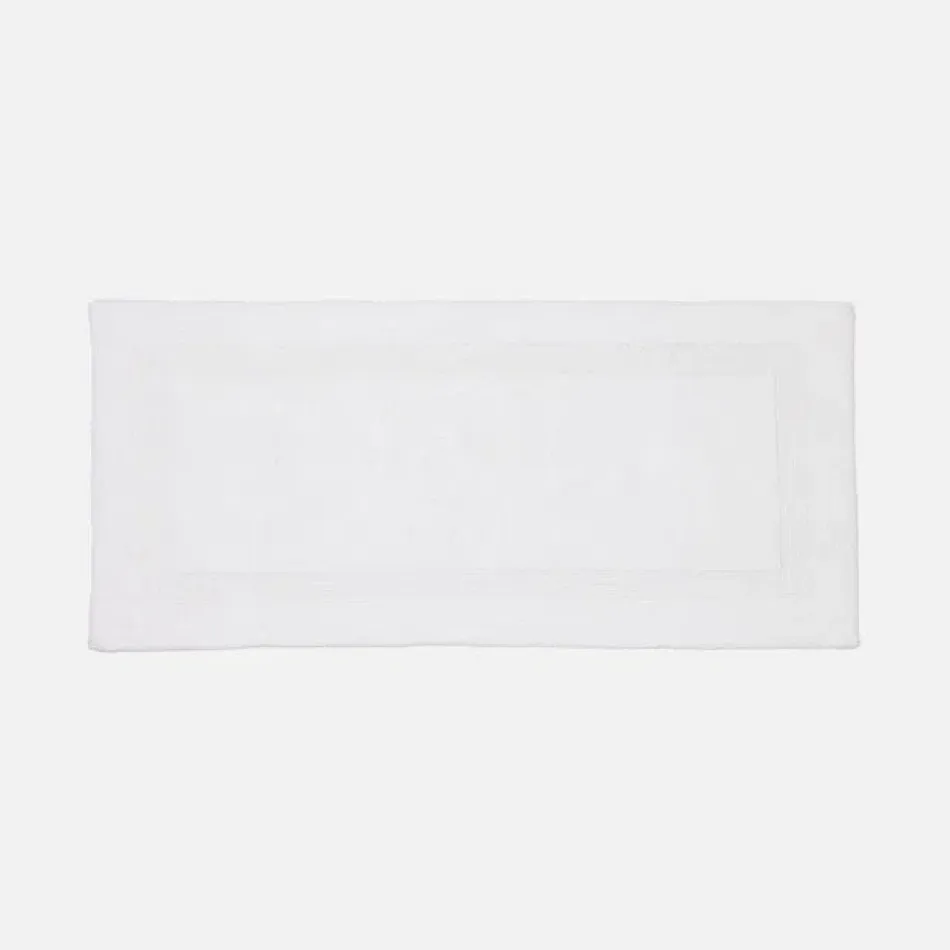 Mason White Bath Mat W/ Border 56"X26" Cotton