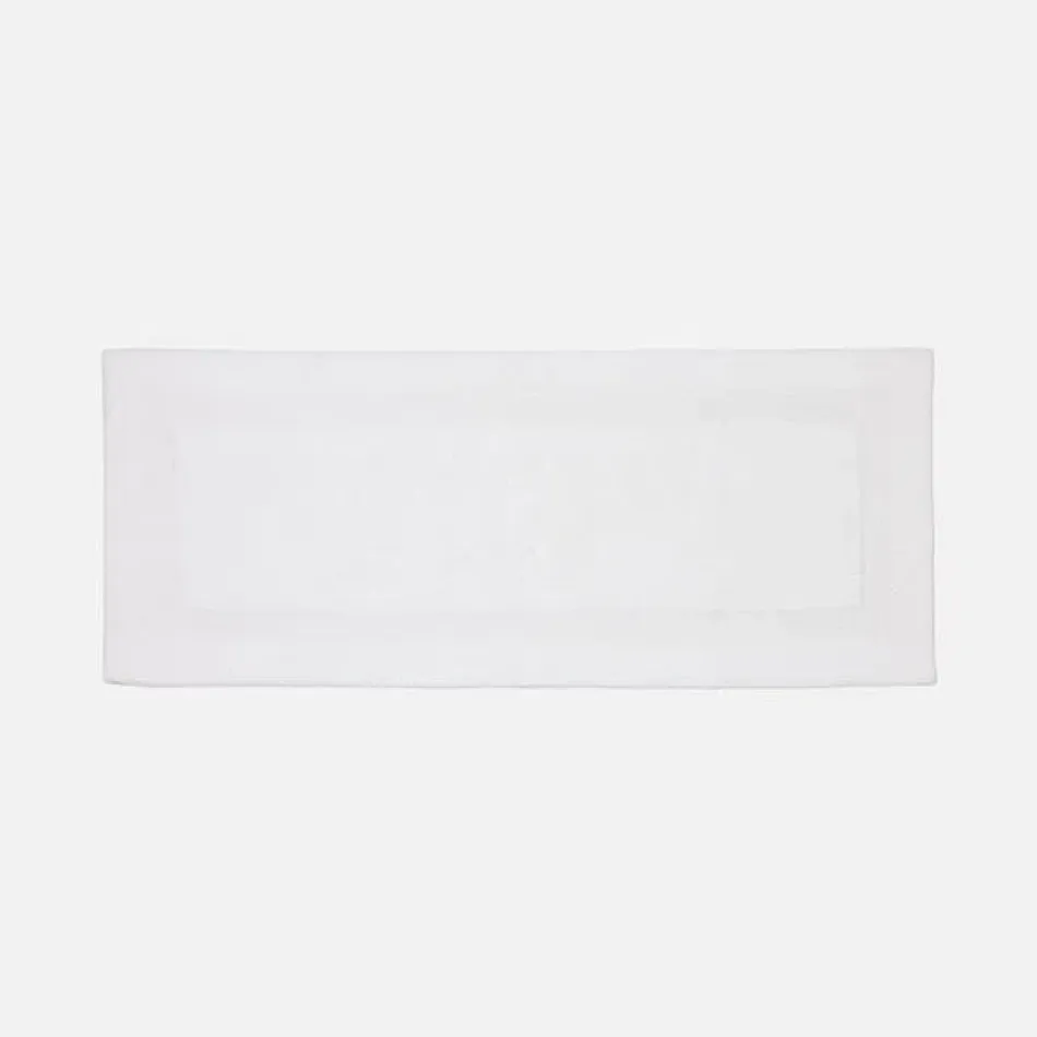 Mason White Bath Mat W/ Border 64"X26" Cotton