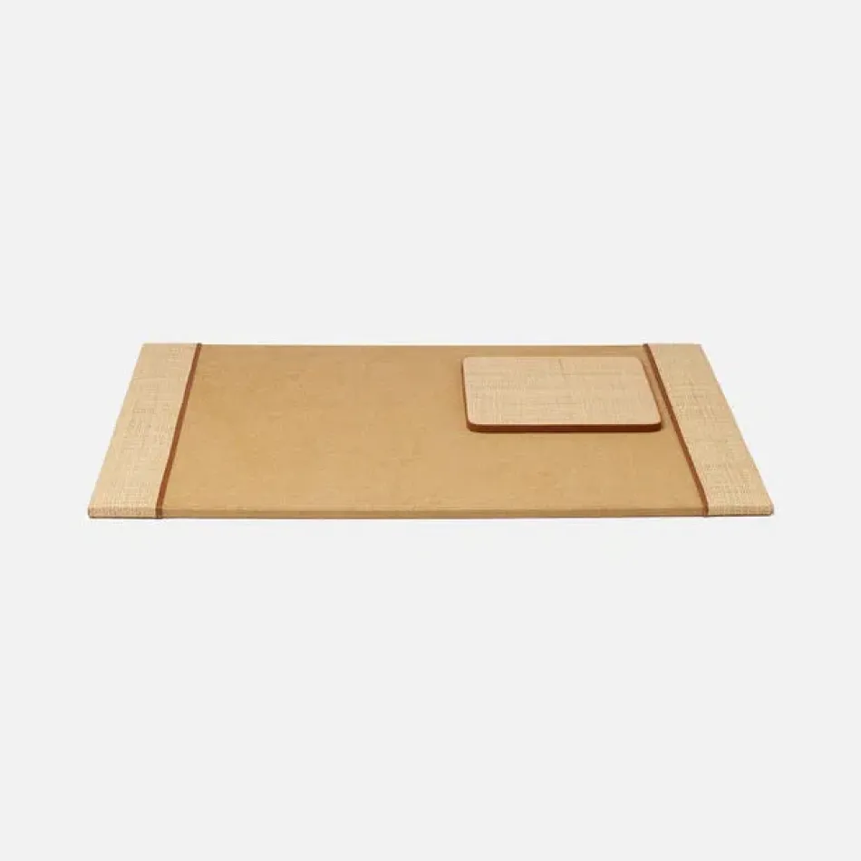 Hanford Natural/Saddle Desk Blotter Set Mouse Pad: 9.5"L x 8"W, Desk Blotter: 30"L x 18"W, Set of 2