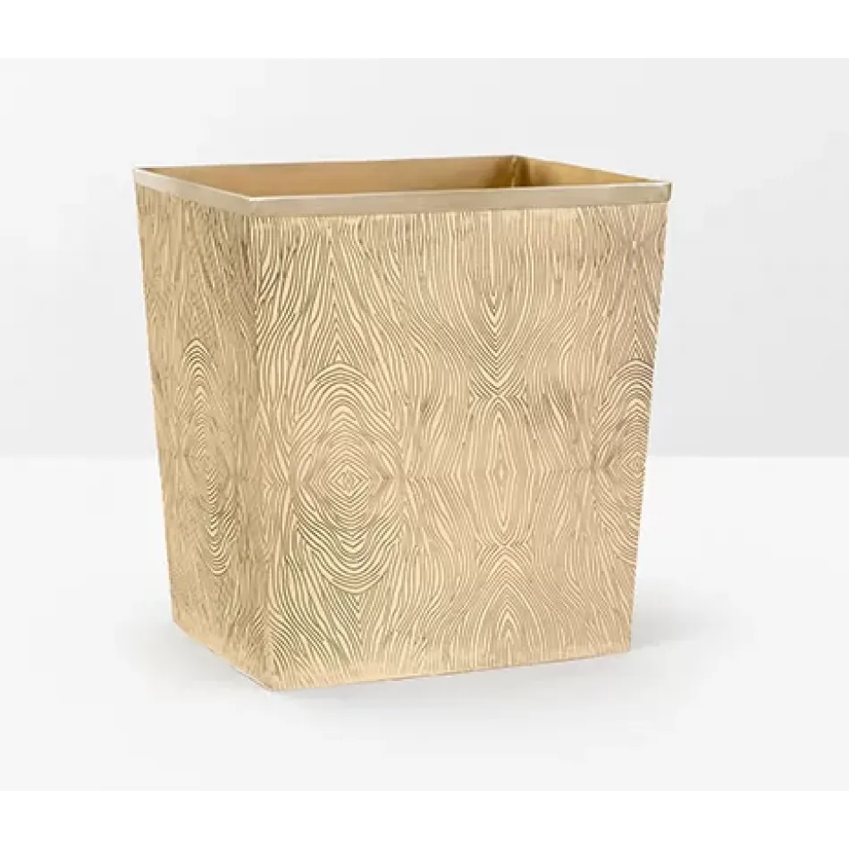 Humbolt Shiny Brass Wastebasket Rectangular Tapered Ridged Metal