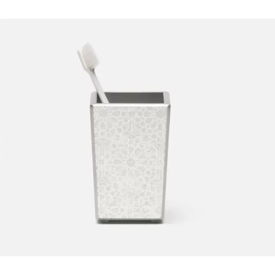 Caro Silver Medallion Brush Holder 3"L x 3"W x 5"H