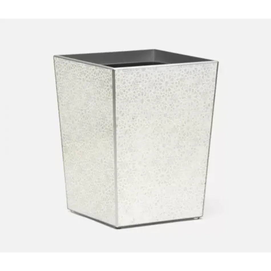 Caro Silver Medallion Wastebasket Square: 8.5"L x 8.5"W x 11.5"H
