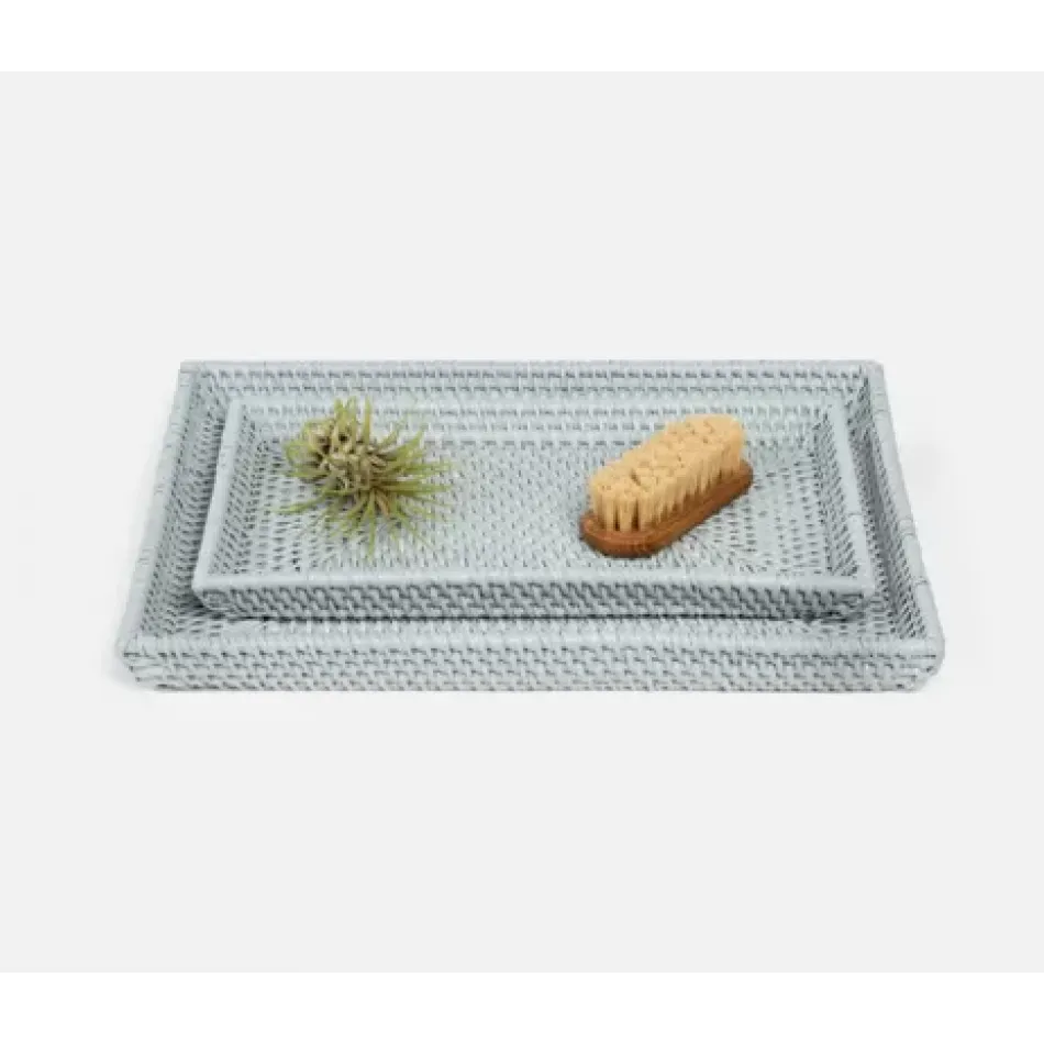 Dalton Light Gray Nested Trays Rectangular Straight Rattan, Set Of 2