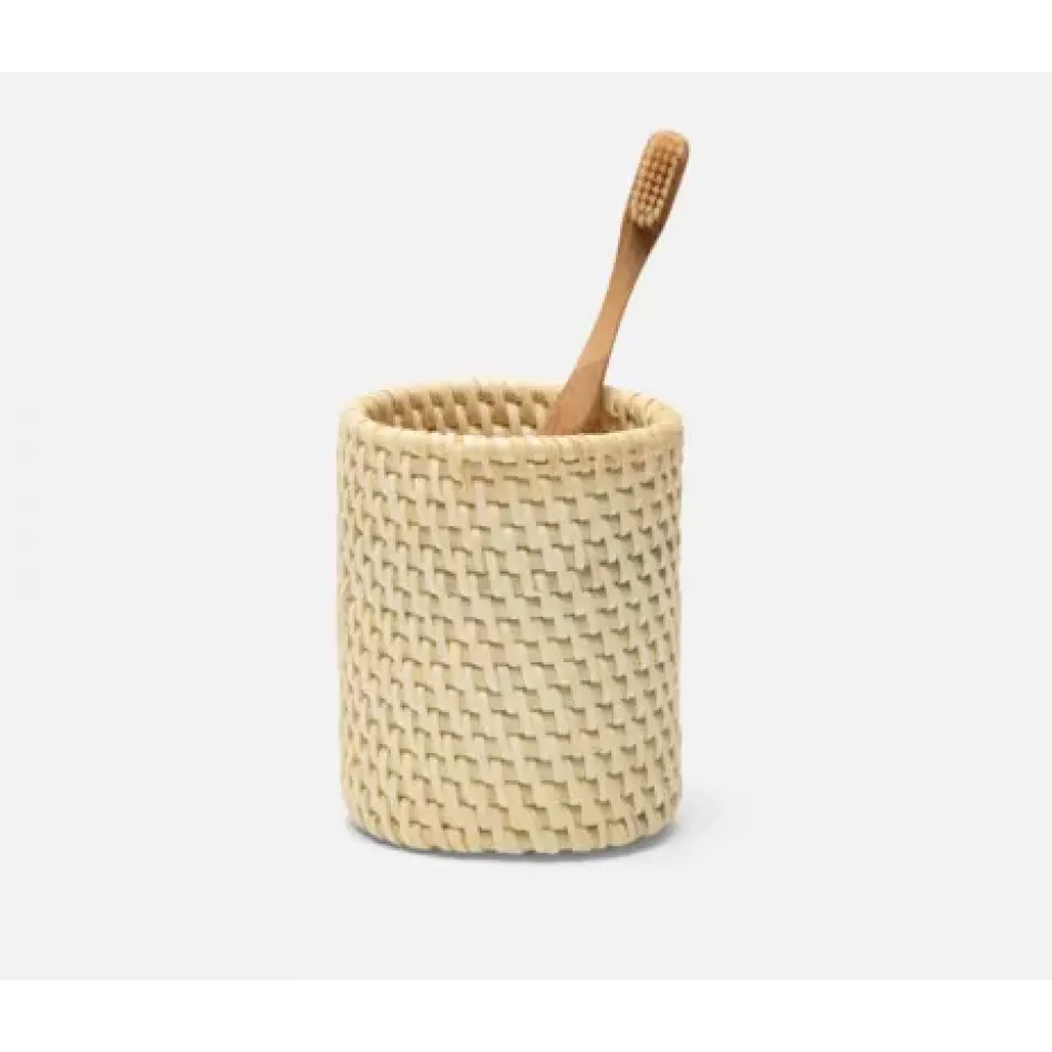 Dalton Cream Brush Holder Round Rattan