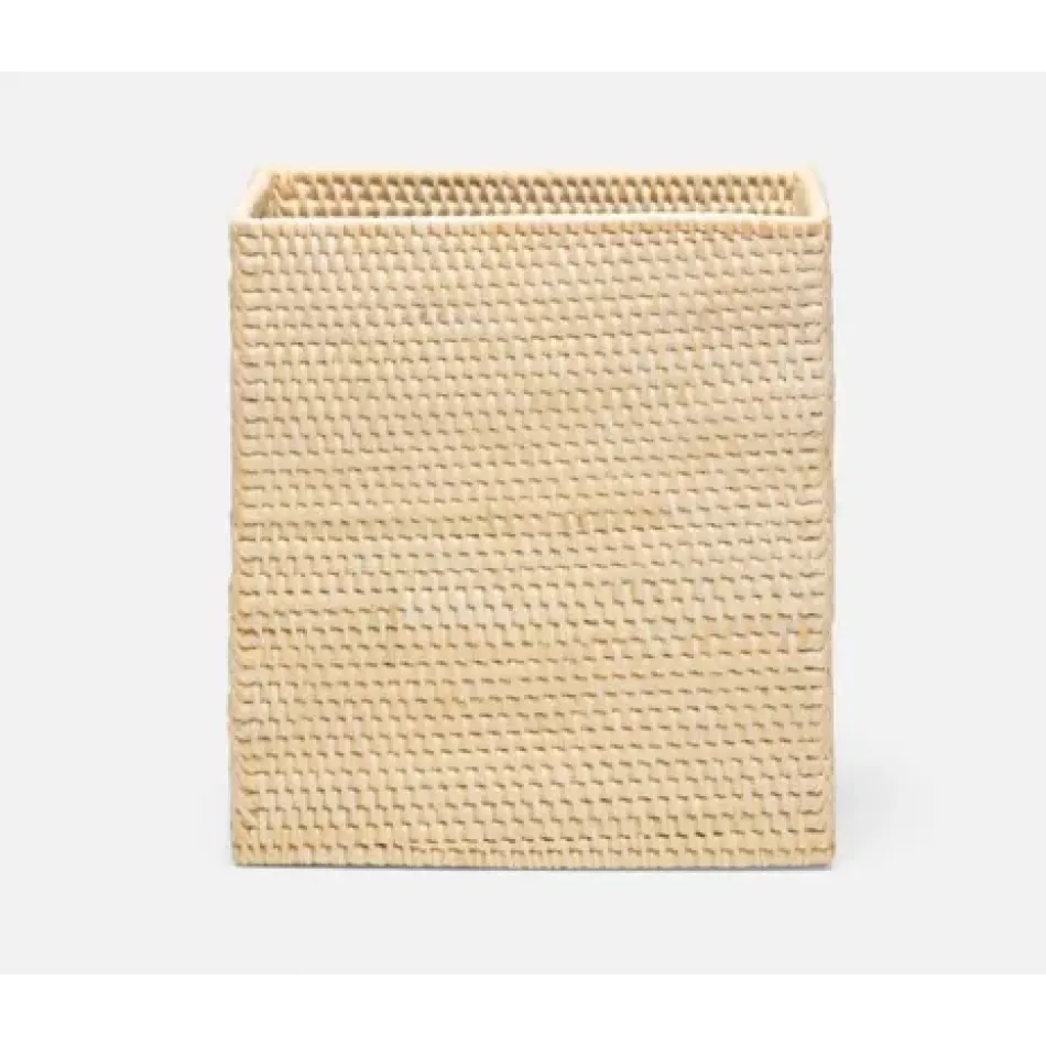 Dalton Cream Wastebasket Rectangular Tapered Rattan