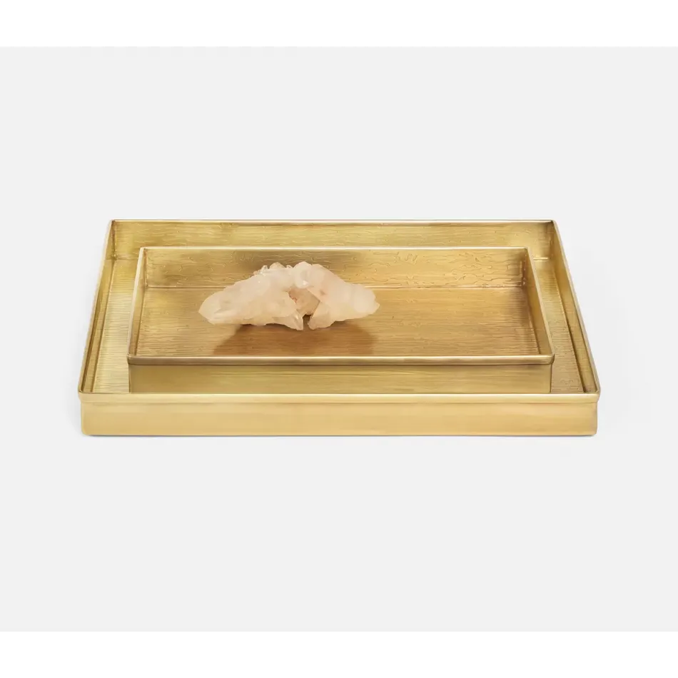 Elgin Antique Brass Trays 12.5"L x 9.5"W x 1.5"H, Set of 2