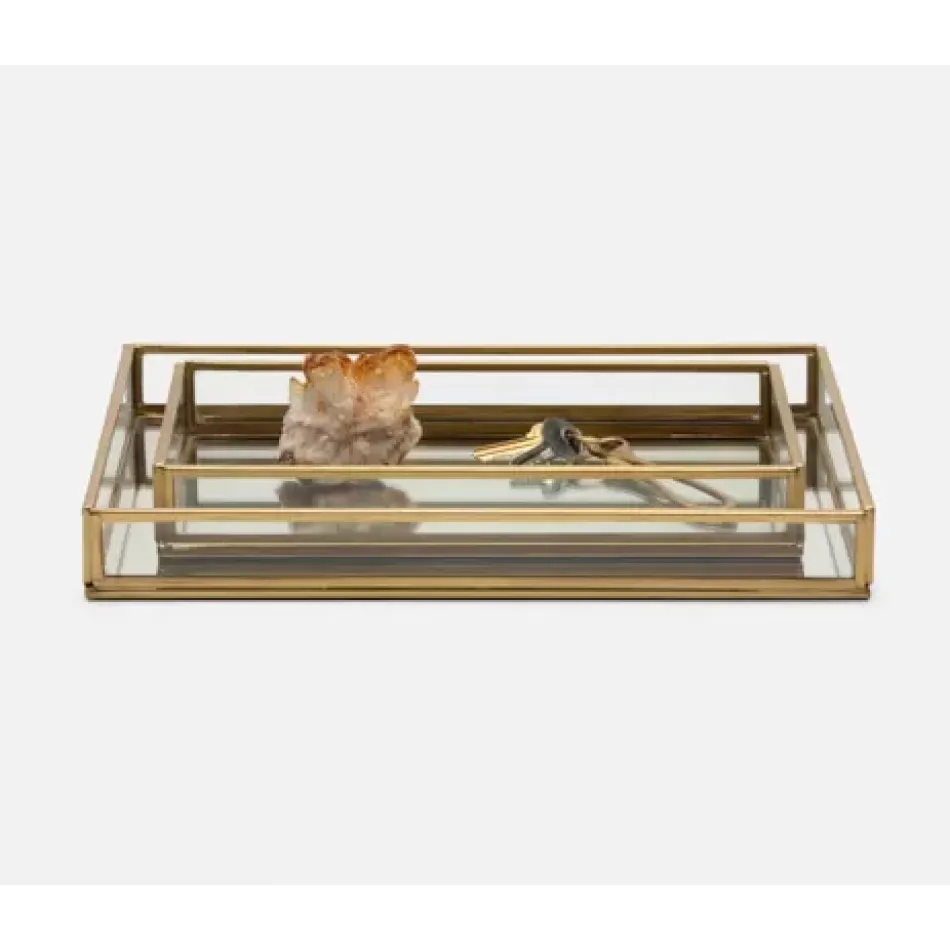 Evant Clear/Antiqued Desk Tray 13"L x 10"W x 1.5"H, Set of 2
