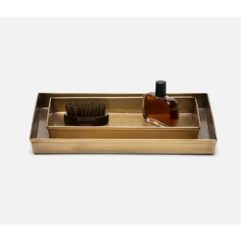 Remy Antique Brass Trays 13"L x 10"W x 1.5"H, Set of 2