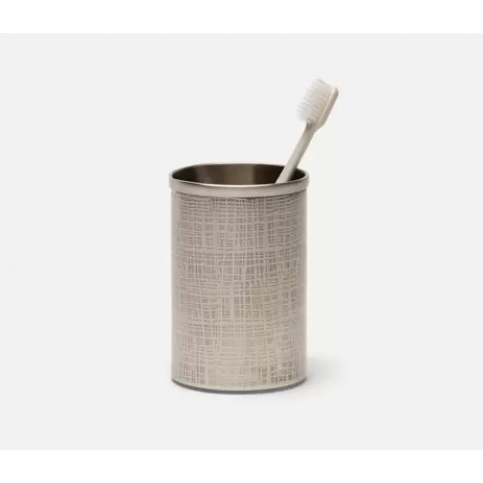 Remy Pewter Brush Holder Round Textured Stainless Steel