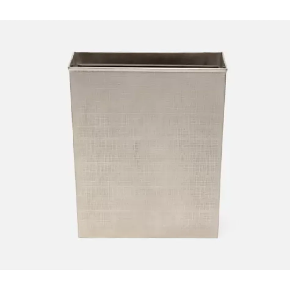 Remy Pewter Wastebasket Rectangular Tapered Textured Stainless Steel