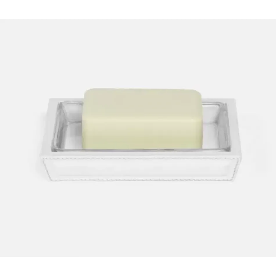 Rothwell Bright White Soap Dish Rectangular Tapered Marine Leather