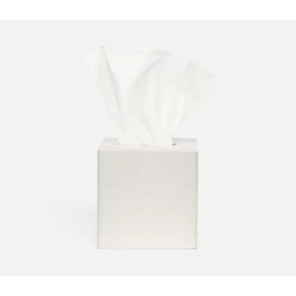 Tenby Blanc Br Tissue Box Square Straight Realistic Faux Shagreen