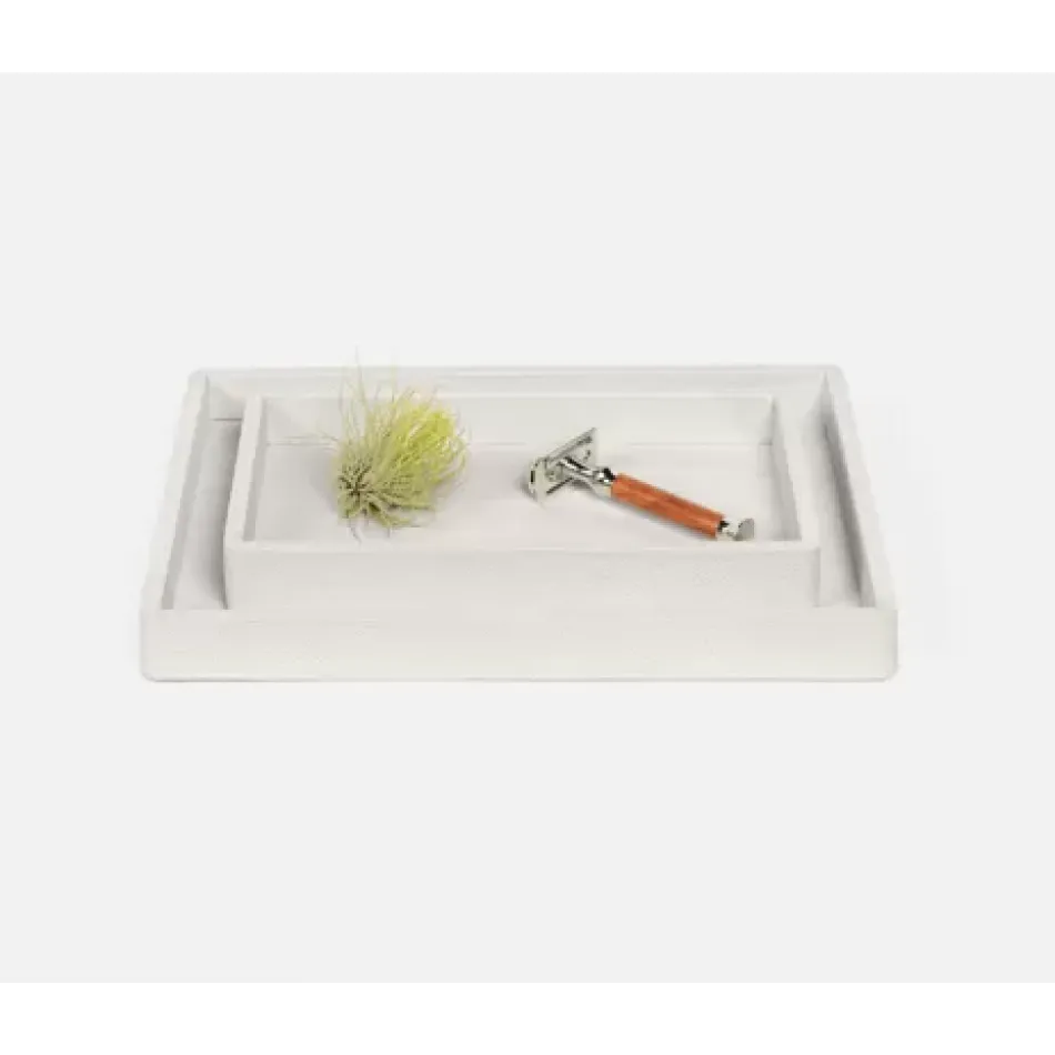 Tenby Blanc Trays 12.5"L x 10"W x 1"H, 10"L x 6"W x 1.5"H, Set of 2