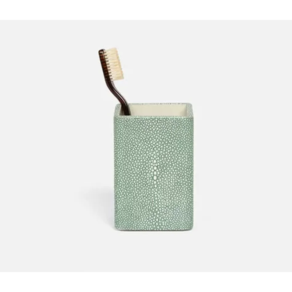 Tenby Sage Brush Holder Square Straight Realistic Faux Shagreen