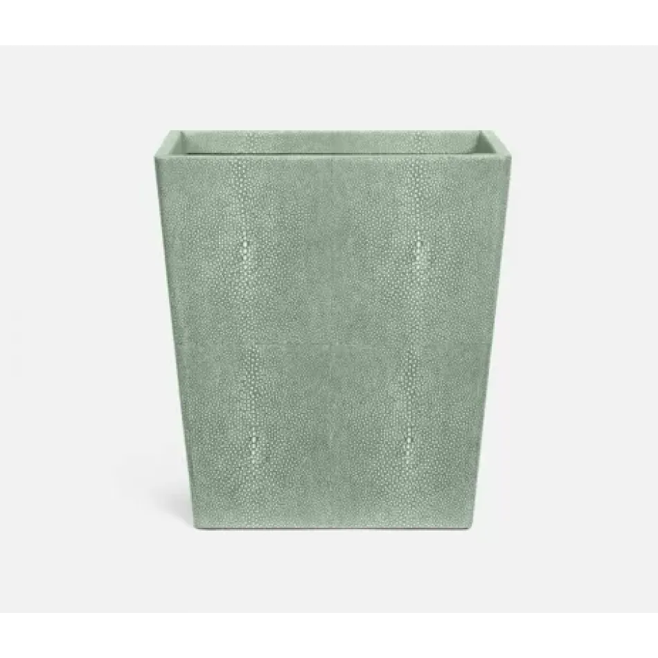 Tenby Sage Wastebasket Rectangular Tapered Realistic Faux Shagreen