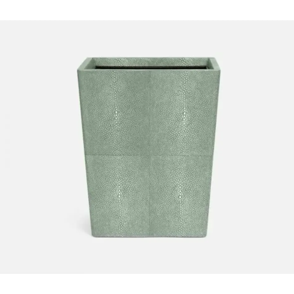 Tenby Sage Wastebasket Square Tapered Realistic Faux Shagreen