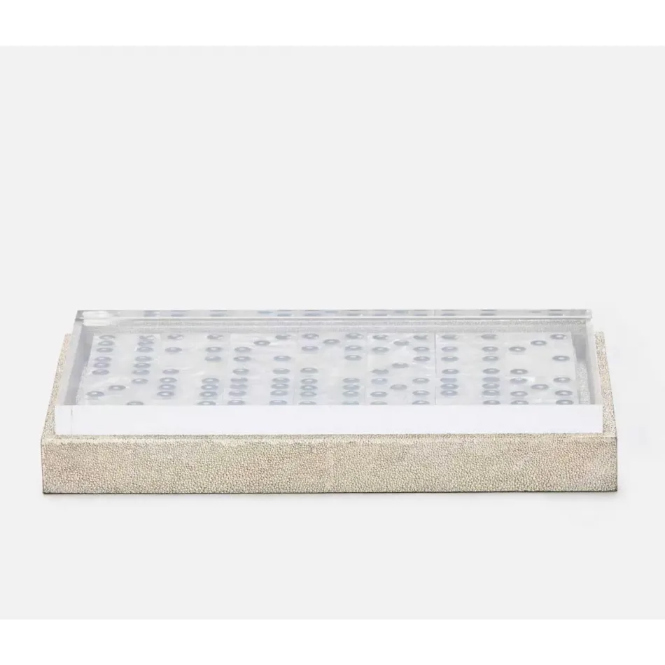 Treviso Warm Silver Domino Box Set Realistic Faux Shagreen