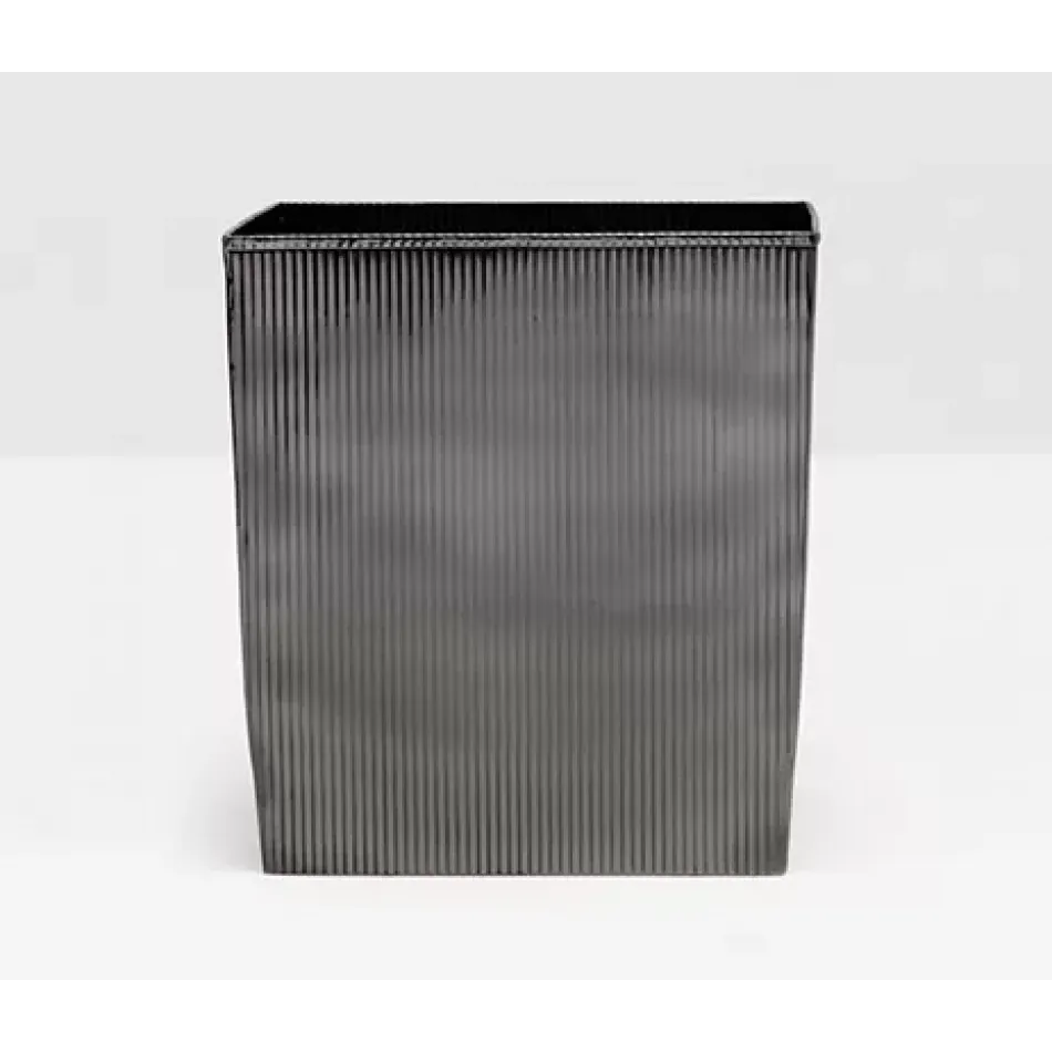 Redon Black Nickel Wastebasket Rectangular Tapered Ribbed Metal