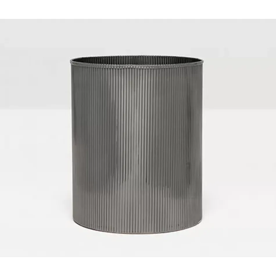 Redon Black Nickel Wastebasket Round Ribbed Metal