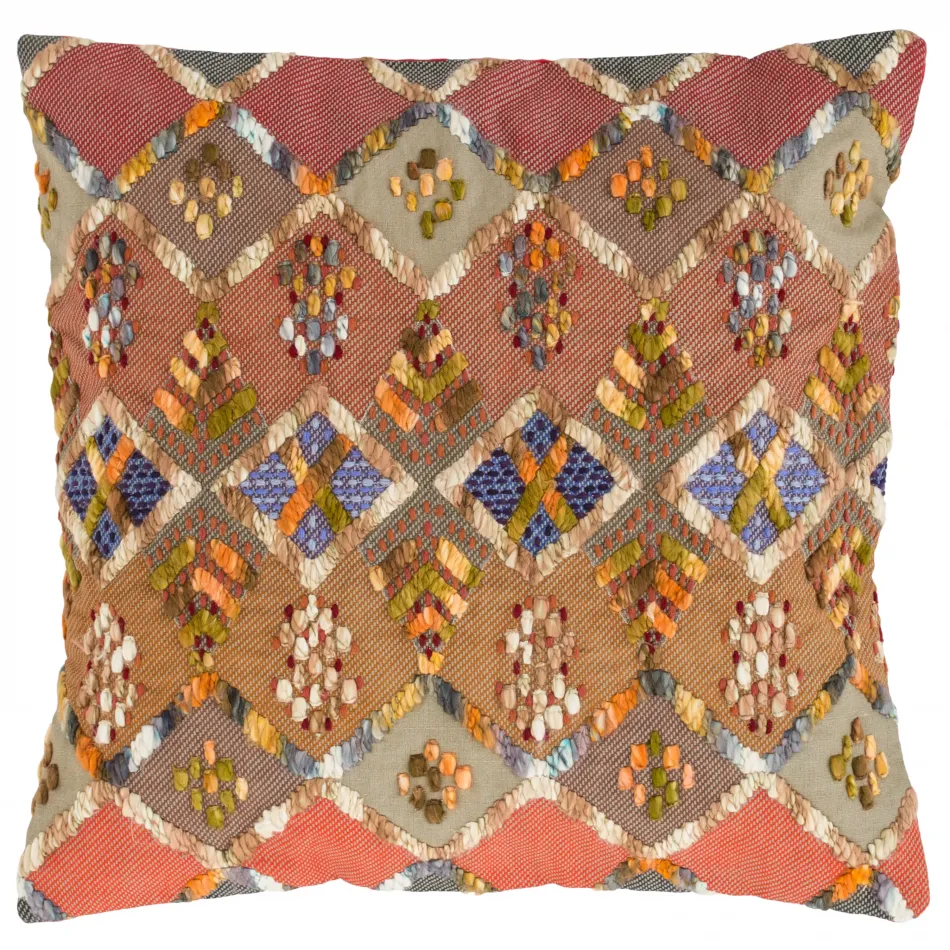 Kenya Embroidered Decorative Pillow 20" Square