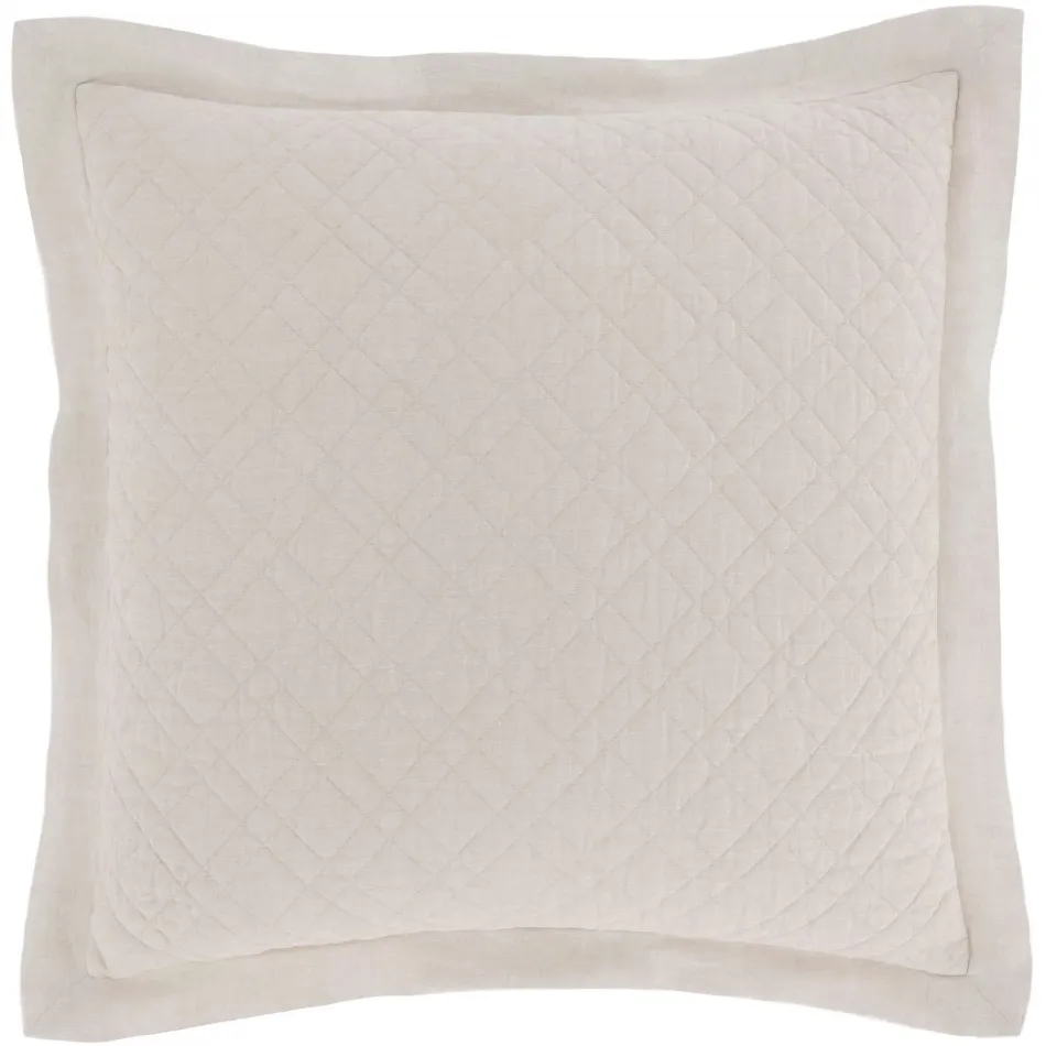 Washed Linen Natural Quilted Sham King 20" x 36"